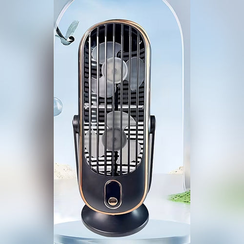 Black portable dual-motor tower fan