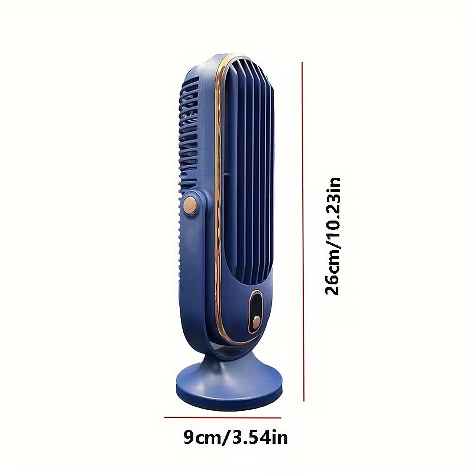 Fan dimensions: approx. 26 cm tall, 9 cm base